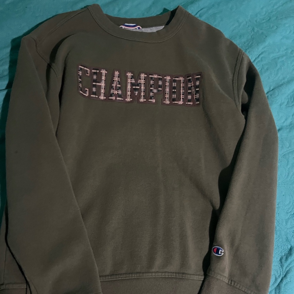 Champion Men's Crewneck Sweater in Olive